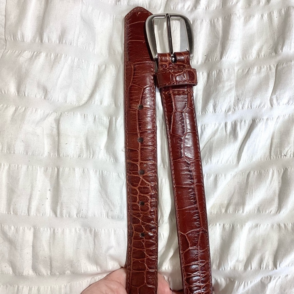 St Johns Bay Croc Embossed Leather Belt Size M - Picture 7 of 15